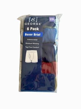 George Boxer Briefs XXL New In 6 Pack 100% Cotton
